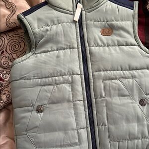 L.L. Bean Kids Puffer Vest - Light Green and Navy